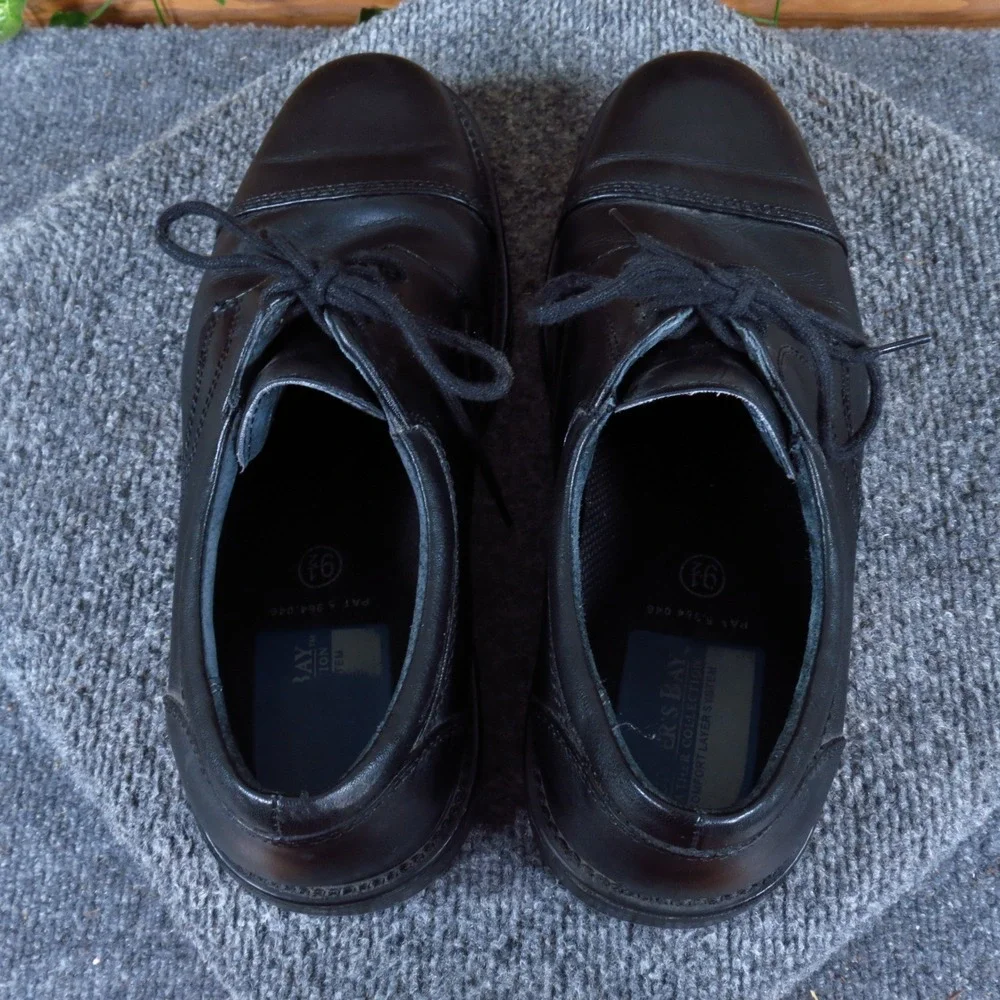 Hunter's Bay Leather Collection Mens Cap Toe Oxford Size 9.5 Dress Work Black